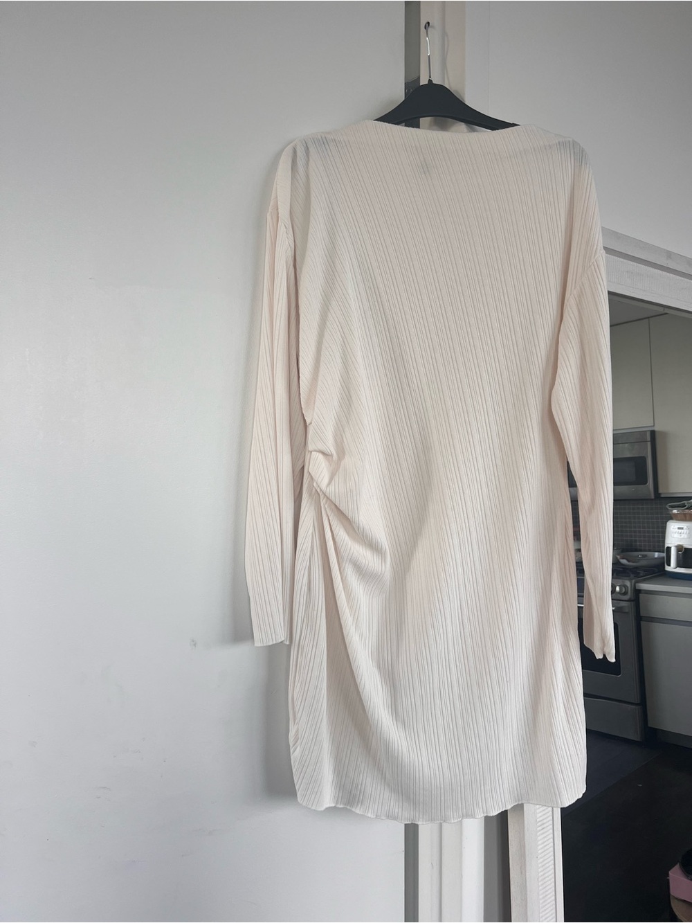 H&M Draped Bodycon Dress in Cream/Off-White